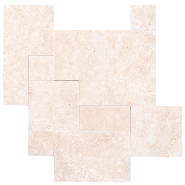 Travertine Miletos Ivory Pattern Tumbled Pavers - Belair Collection