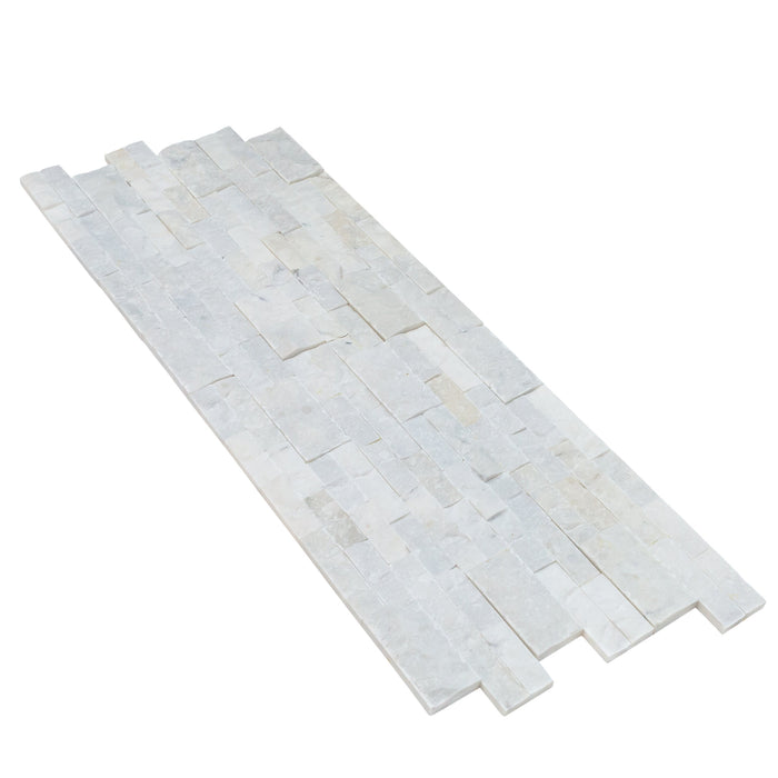 Mugla White Ledger 3D Panel 6"x24" Split-face Natural Marble Wall Tile - Belair Collection