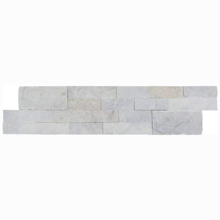 Mugla White Ledger 3D Panel 6"x24" Split-face Natural Marble Wall Tile - Belair Collection