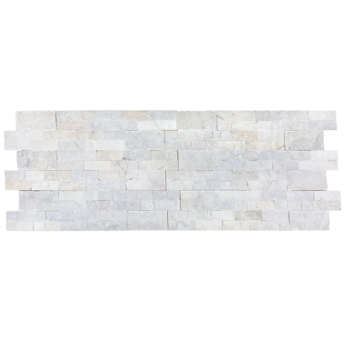 Mugla White Ledger 3D Panel 6"x24" Split-face Natural Marble Wall Tile - Belair Collection