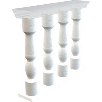 Mugla White Marble Balustrade Hand-carved from Solid Marble Block (SET of 4)