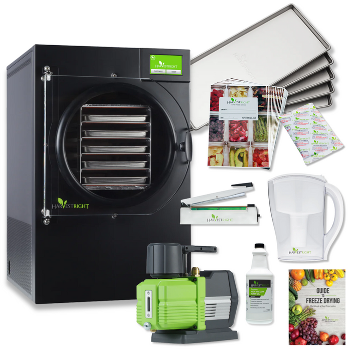 Harvest Right Medium Home Pro Freeze Dryer with Premier Vacuum Pump, 5 Trays and Mylar Starter Kit in Black