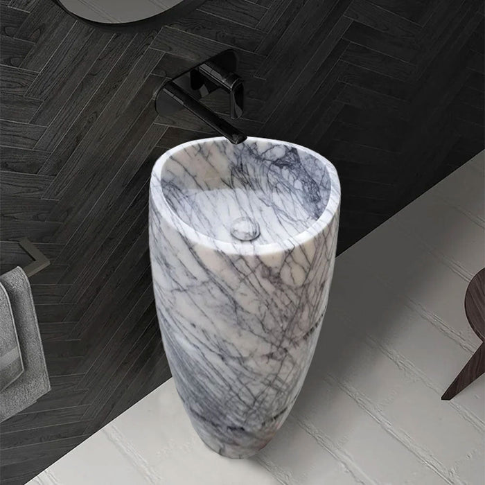 New York Marble Designer Pedestal Stand-Alone Sink (W)22" (L)22" (H)34"