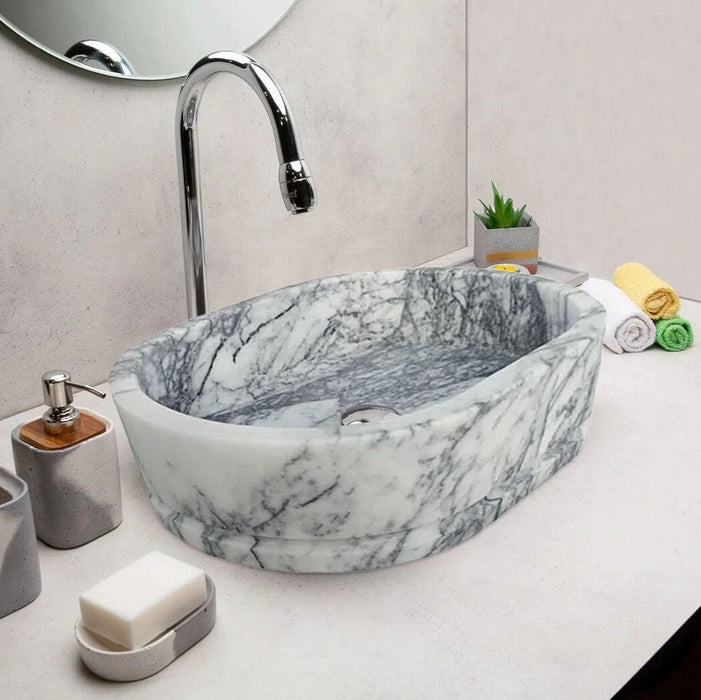 New York Marble Ellipse Wall-mount Bathroom Sink (W)14" (L)20" (H)5"