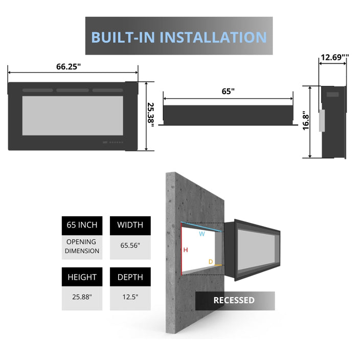 Napoleon Luminex 65-Inch Built-In Smart Electric Fireplace (NEFL65LCD-3SV)