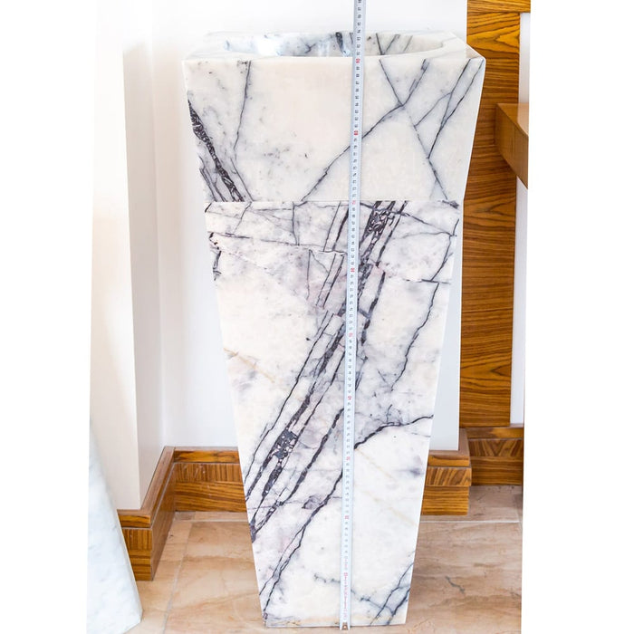 Natural Stone New York White Marble Stand-alone Pedestal Cone Shaped Bathroom Sink