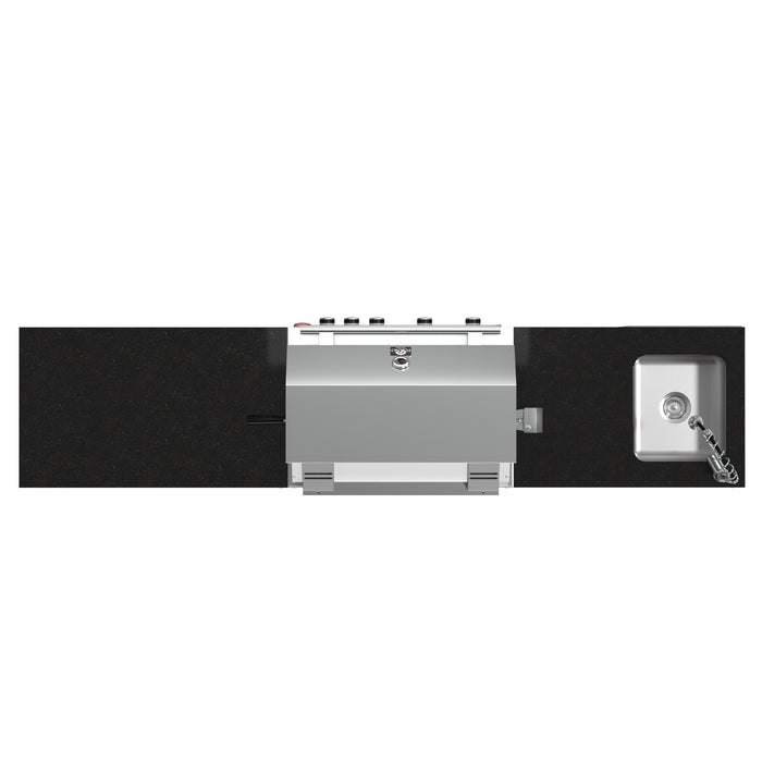 FORNO Bulnes 30-Inch BBQ, 60,000 BTU, 3 Burners with Sear & Rotisserie Infrared Burners, Stainless Steel Outdoor Kitchen with 1.8 cu.ft. Beverage Center & Black Granite Countertops