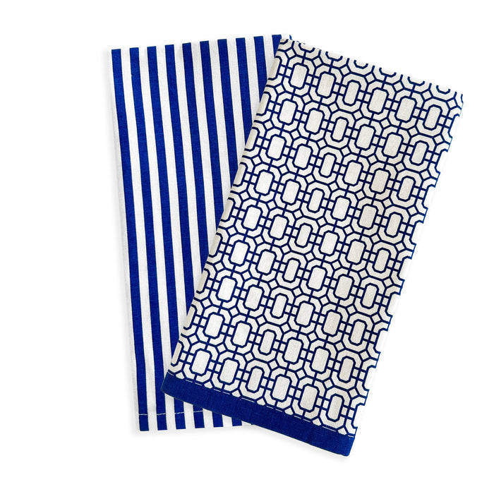 Newport Garden Gate & Pinstripe Kitchen Towels, Mixed Set of 2