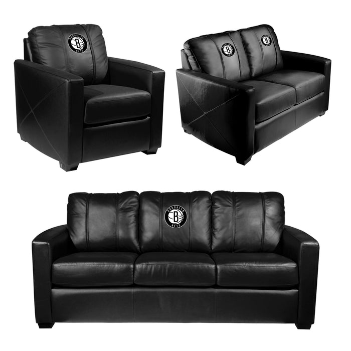 Silver Sofa with Brooklyn Nets Global