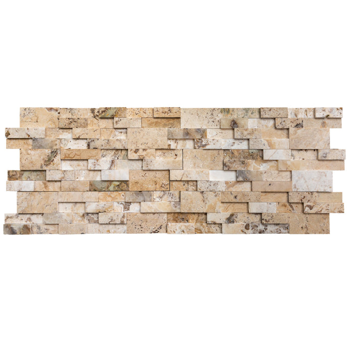 Philadelphia Ledger 3D Panel 6"x24" Honed Natural Travertine Wall Tile - Belair Collection