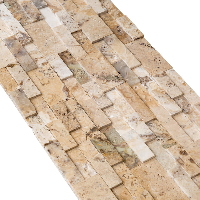 Philadelphia Ledger 3D Panel 6"x24" Honed Natural Travertine Wall Tile - Belair Collection