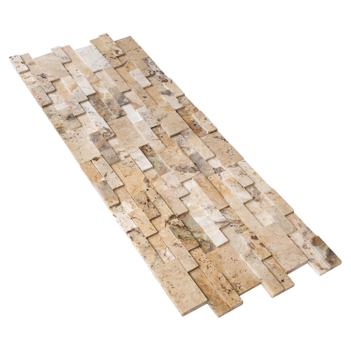 Philadelphia Ledger 3D Panel 6"x24" Honed Natural Travertine Wall Tile - Belair Collection