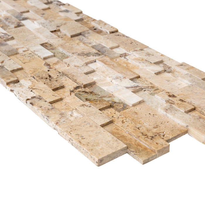 Philadelphia Ledger 3D Panel 6"x24" Honed Natural Travertine Wall Tile - Belair Collection