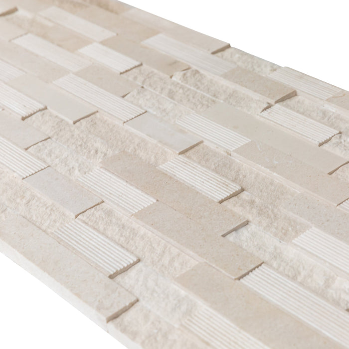 Piedra Caliza Ledger 3D Panel 6"x24" Multi Surface Natural Limestone Wall Tile - Belair Collection