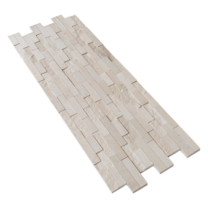 Piedra Caliza Ledger 3D Panel 6"x24" Multi Surface Natural Limestone Wall Tile - Belair Collection