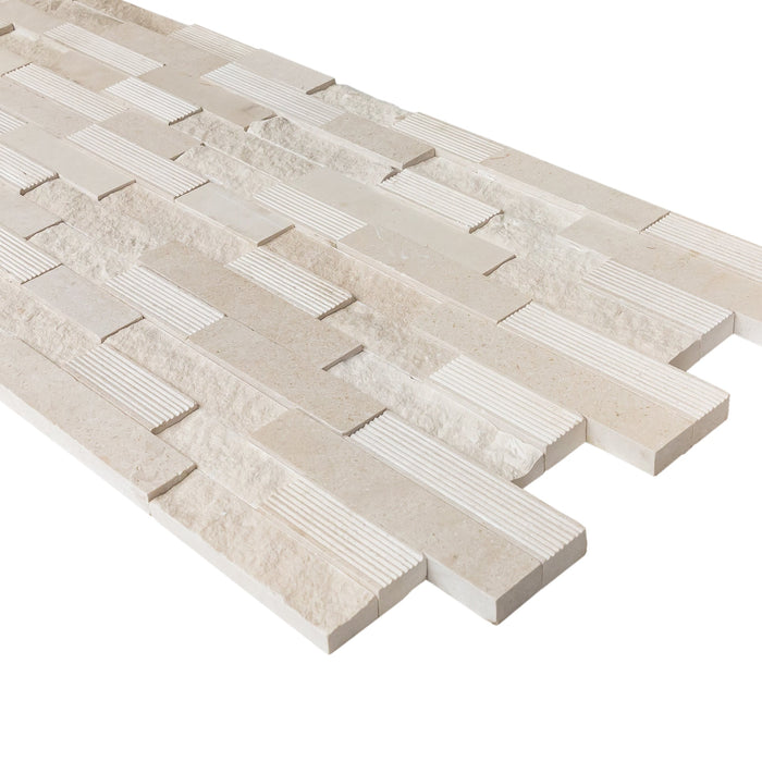 Piedra Caliza Ledger 3D Panel 6"x24" Multi Surface Natural Limestone Wall Tile - Belair Collection