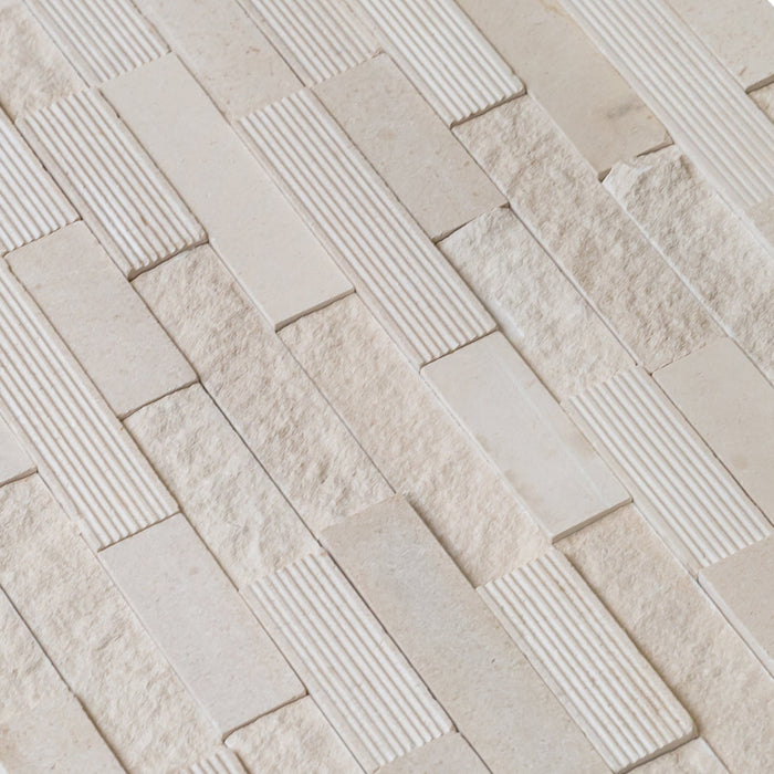 Piedra Caliza Ledger 3D Panel 6"x24" Multi Surface Natural Limestone Wall Tile - Belair Collection