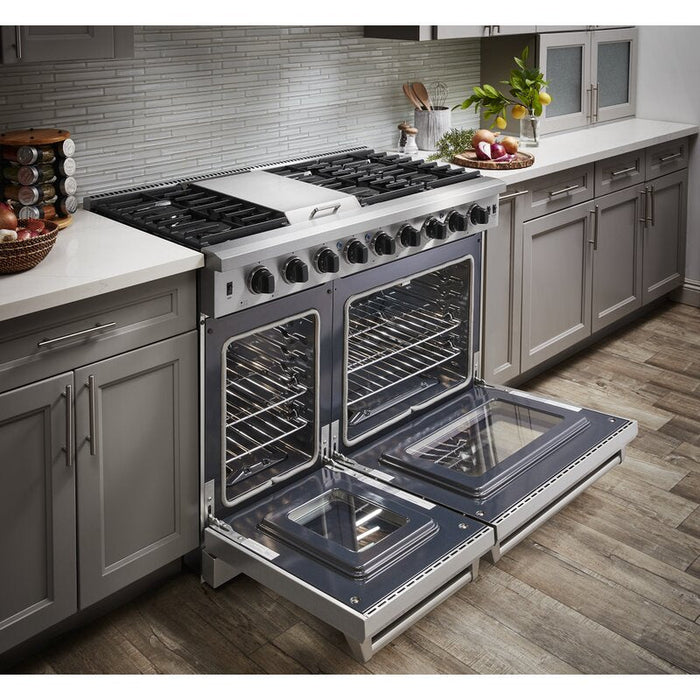 THOR Kitchen 48 in. 6.8 cu. ft. Double Oven Natural Gas Range in Stainless Steel, LRG4807U