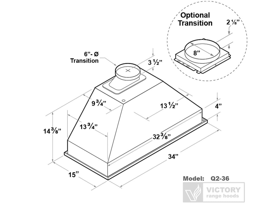 36 Inch 700 CFM Range Hood Insert - VICTORY Q2 [2024 Model]