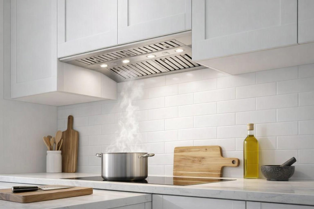 Forno Altilia 36-Inch Insert Range Hood, Stainless Steel, LED Lighting, Baffle Filters