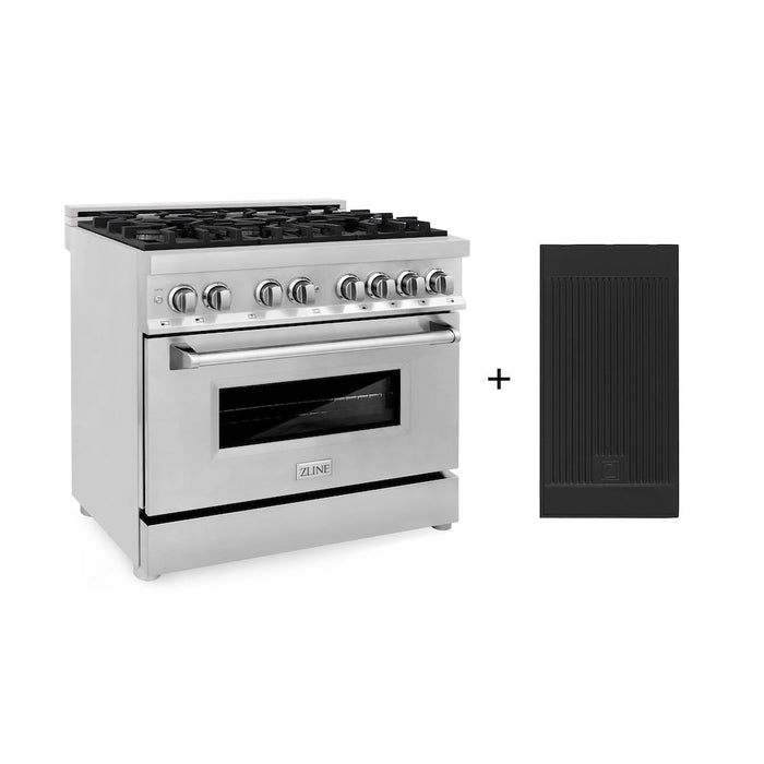 ZLINE 36 in. 4.6 cu. ft. Legacy Dual Fuel Range with 6 Burner Gas Cooktop and Electric Convection Oven in Stainless Steel with Griddle (RA-GR-36)