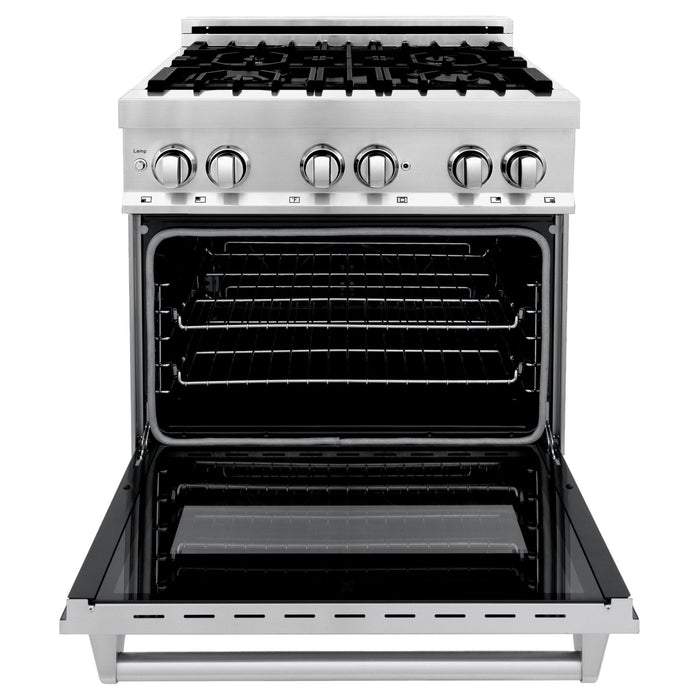 ZLINE Appliance Package - 30 in. Dual Fuel Range, 30 in. Range Hood, Microwave Drawer, 3KP-RARH30-MW