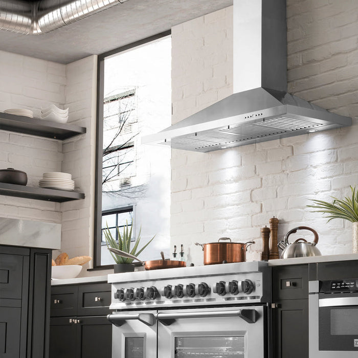 ZLINE 42" Convertible Wall Mount Range Hood in Stainless Steel with Charcoal Filters, KB-CF-42