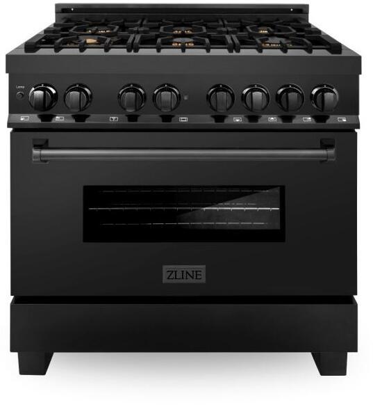 ZLINE Appliance Package - 36 in. Duel Fuel Range, Range Hood, Microwave Drawer, Dishwasher, Refrigerator, 5KPR-RABRH36-MWDWV