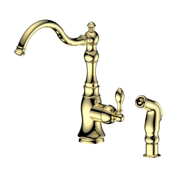 ZLINE Rembrandt Single Handle Kitchen Faucet and Side Sprayer in Polished Gold (REM-KF-PG)