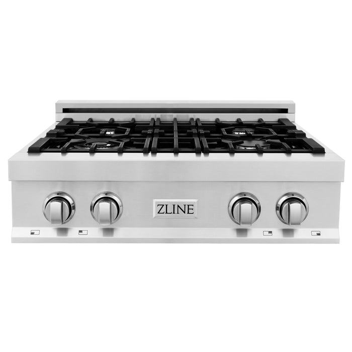 ZLINE Appliance Package - 30" Double Wall Oven, Rangetop, Over The Range Microwave