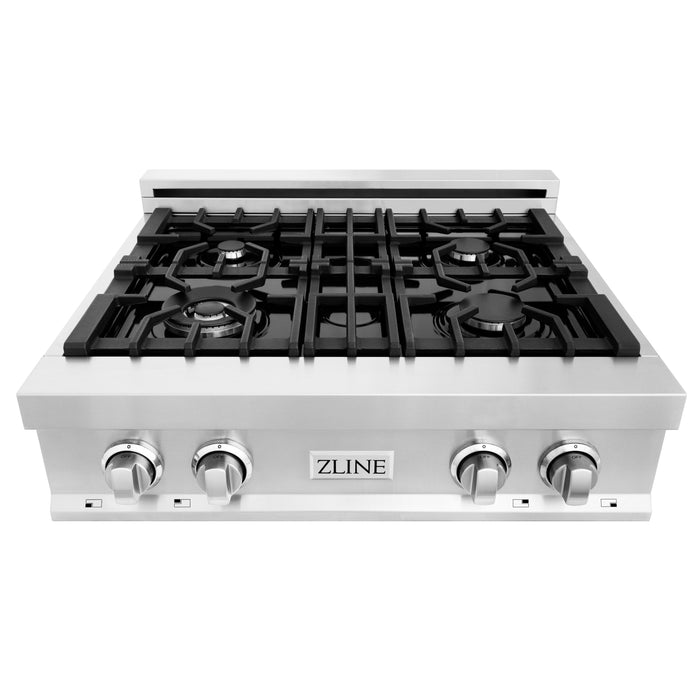 ZLINE Appliance Package - 30" Double Wall Oven, Rangetop, Over The Range Microwave, 3KP-RTOTRH30-AWD