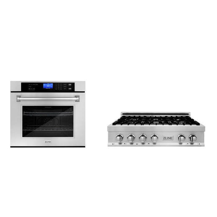 ZLINE Kitchen Package with 30 in. Stainless Steel Rangetop and 30 in. Single Wall Oven (2KP-RTAWS30)