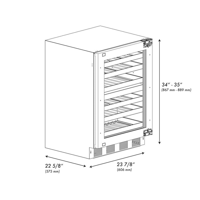 ZLINE 24 in. Touchstone Dual Zone 44 Bottle Wine Cooler With Panel Ready Glass Door (RWDPO-24)