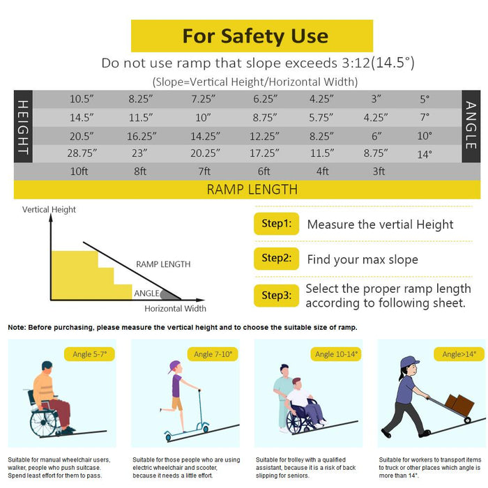 7ft Portable Ramp for Wheelchair Scooter Folding Aluminum Alloy Ramp with Handle