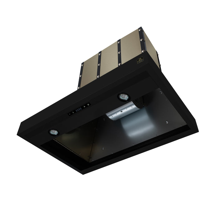 Valente 36" Range Hood in Black with 427 CFM, 3 speeds, Dishwasher safe Baffle filters, LED Lights and Remote Control