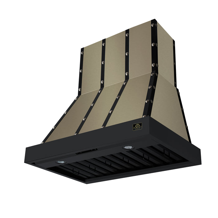 Valente 36" Range Hood in Black with 427 CFM, 3 speeds, Dishwasher safe Baffle filters, LED Lights and Remote Control
