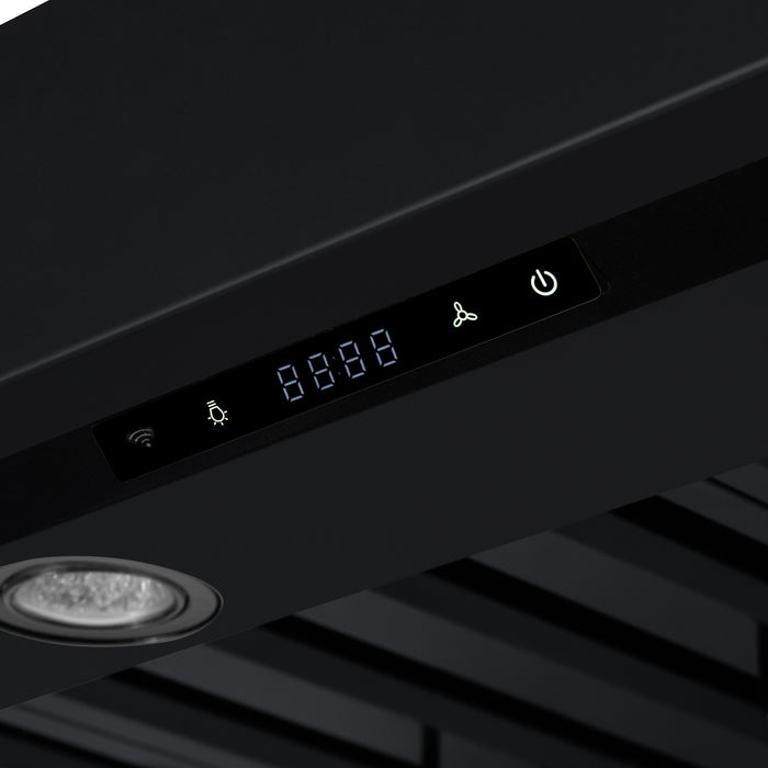 Valente 48" Range Hood in Black with 304 CFM, 3 speeds, Dishwasher safe Baffle filters, LED Lights and Remote Control