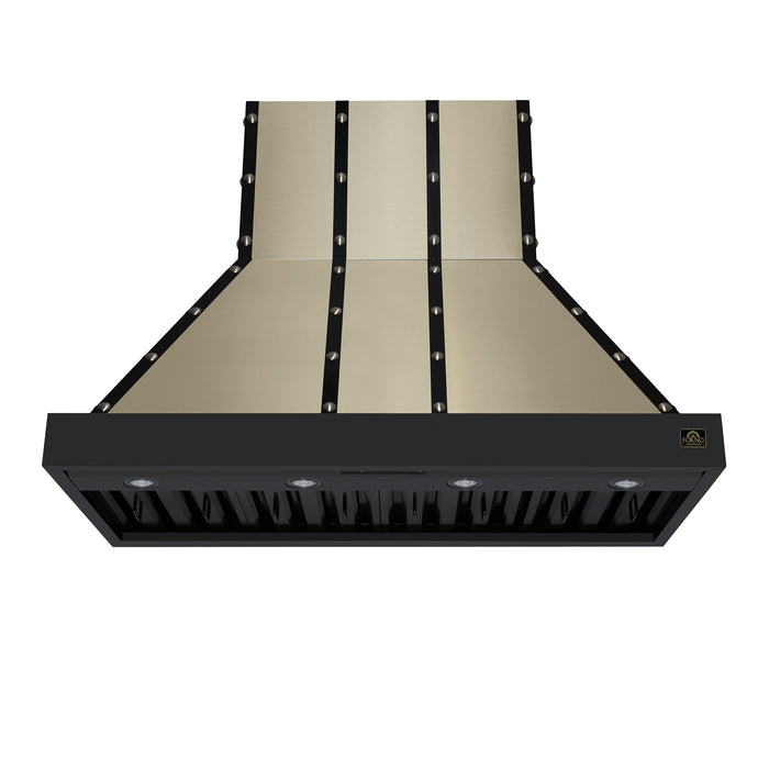 Valente 48" Range Hood in Black with 304 CFM, 3 speeds, Dishwasher safe Baffle filters, LED Lights and Remote Control