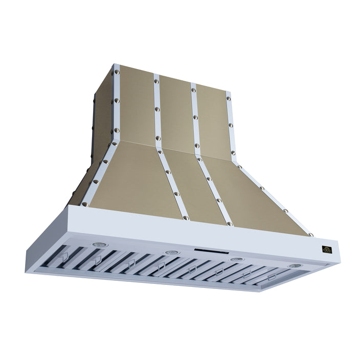 Valente 48" Range Hood in White with 304 CFM, 3 speeds, Dishwasher safe Baffle filters, LED Lights and Remote Control