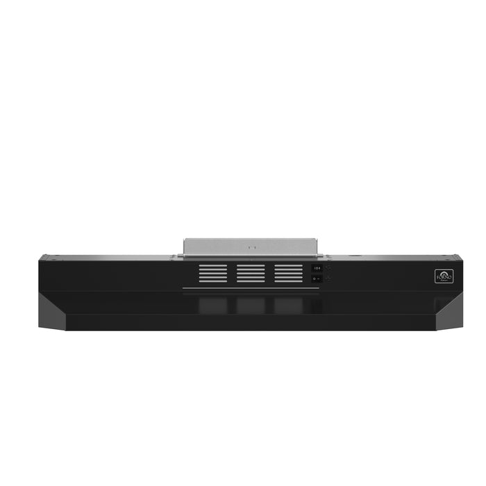 Forno Cappa 30-Inch Under Cabinet Range Hood, Black, 200 CFM, Convertible, LED Lighting