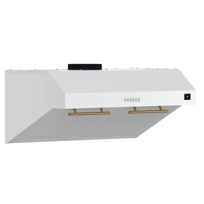 Forno Bari Espresso 30-Inch Under Cabinet Range Hood, White, 600 CFM, LED Lighting, Dishwasher-Safe Baffle Filters, 3-Speed Fan Control