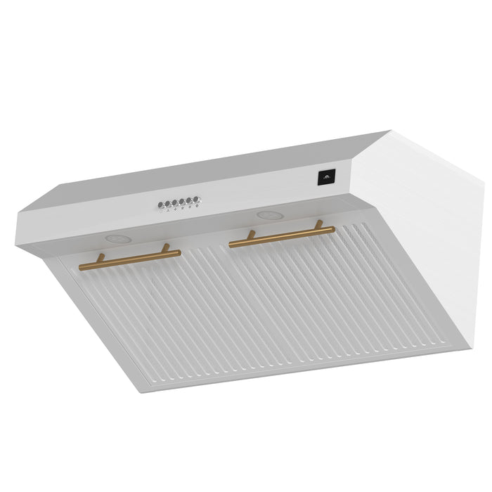 Forno Bari Espresso 30-Inch Under Cabinet Range Hood, White, 600 CFM, LED Lighting, Dishwasher-Safe Baffle Filters, 3-Speed Fan Control