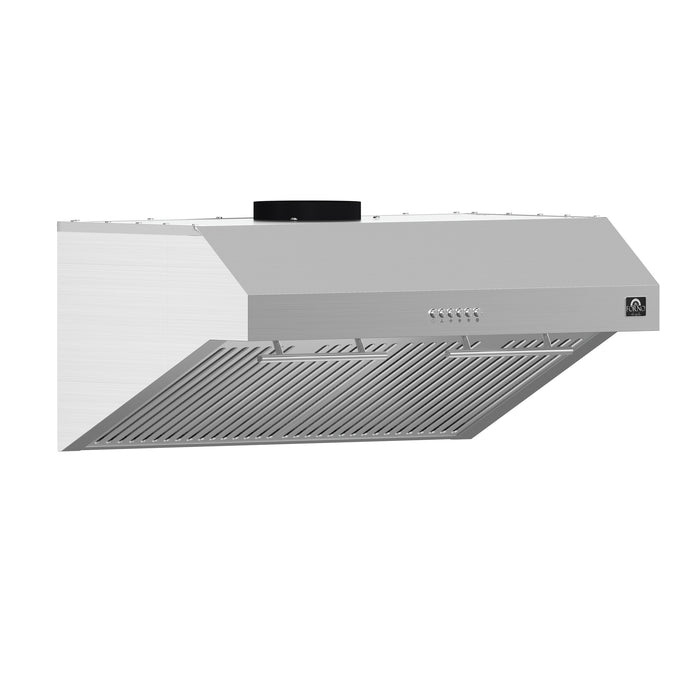 Forno Bari Espresso 30-Inch Under Cabinet Range Hood, Stainless Steel, 600 CFM, LED Lighting, Dishwasher-Safe Baffle Filters, 3-Speed Fan Control