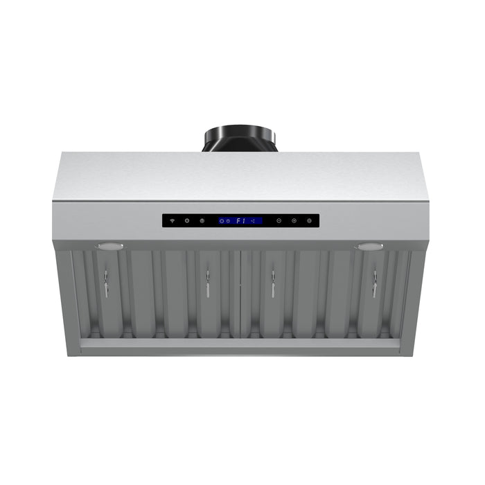 Forno Palazzo 30-Inch Wall Mounted Range Hood, Stainless Steel, Heavy Duty Baffle Filters, Remote Control