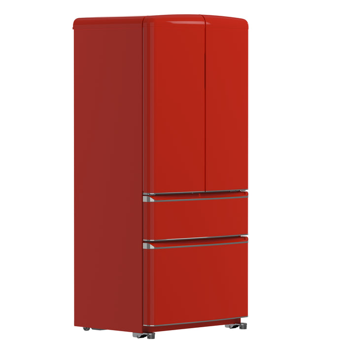 Forno Luigi 33-Inch French Door Refrigerator, 18 cu.ft, Red Finish, Handle-Free Design, ENERGY STAR Certified