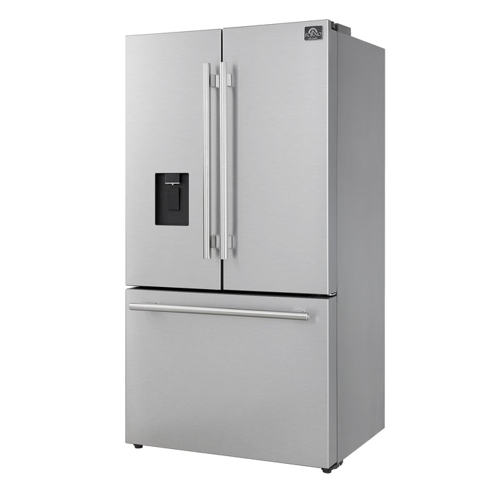 Forno Aosta 36-Inch French Door Refrigerator, Stainless Steel, 22.4 cu.ft, External Water Dispenser, Automatic Ice Maker, ENERGY STAR Certified