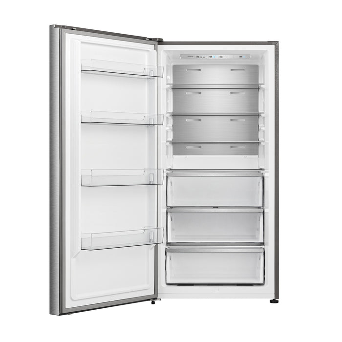 FORNO Maderno 28" Left Swing Convertible Freestanding Refrigerator/Freezer in Stainless Steel 13.6 cu.ft.