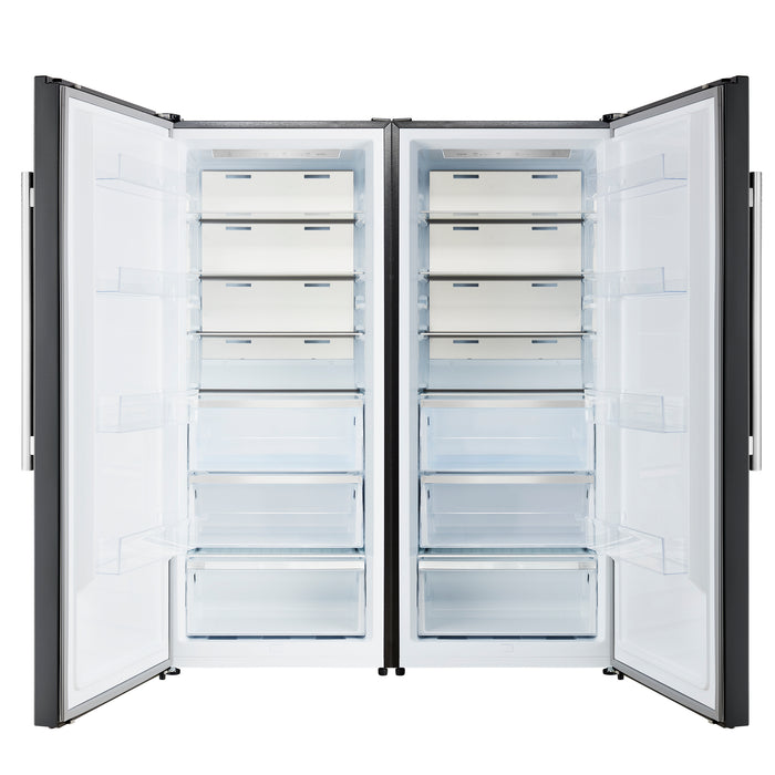 Forno Maderno 2-28-Inch Wide Convertible Refrigerator/Freezer in Black, Decorative Trim Grill, 27.2 cu.ft, 84-Inch High, ENERGY STAR Certified