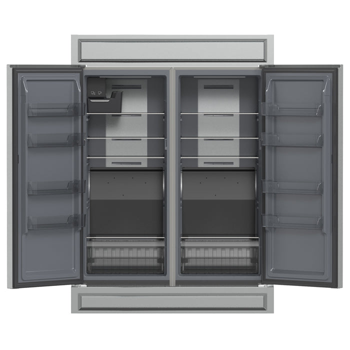 Forno Fortezza 60 Inch Convertible Refrigerator/Freezer with Modern Trim Kit, Stainless Steel, Total No Frost, with Automatic Ice Maker