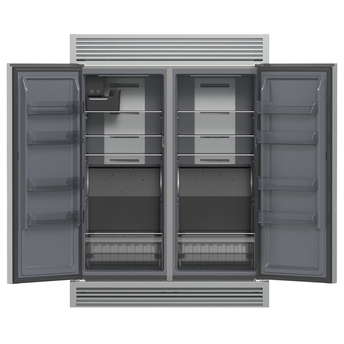 Forno Fortezza 60 Inch Convertible Refrigerator/Freezer with Trim Grill, Stainless Steel, Total No Frost, with Automatic Ice Maker